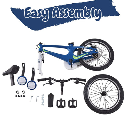 LSBIKE Kids Bike 14 16 18 Inch Magnesium Alloy Boys Girls Children Bicycle with Stabilizers Ages 2-9 Years Blue Pink Bicycle Double Brakes Training Wheel Freestyle Children Bike (18 inch Blue)