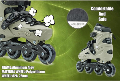 Scale Sports Adjustable Roller Skates Inline with 8 Light-Up Wheels – Kids Inline Roller Skates for Children's and Adults Rollers for Boys and Girls (Gray, Small-UK C11-1, EU 29-32)