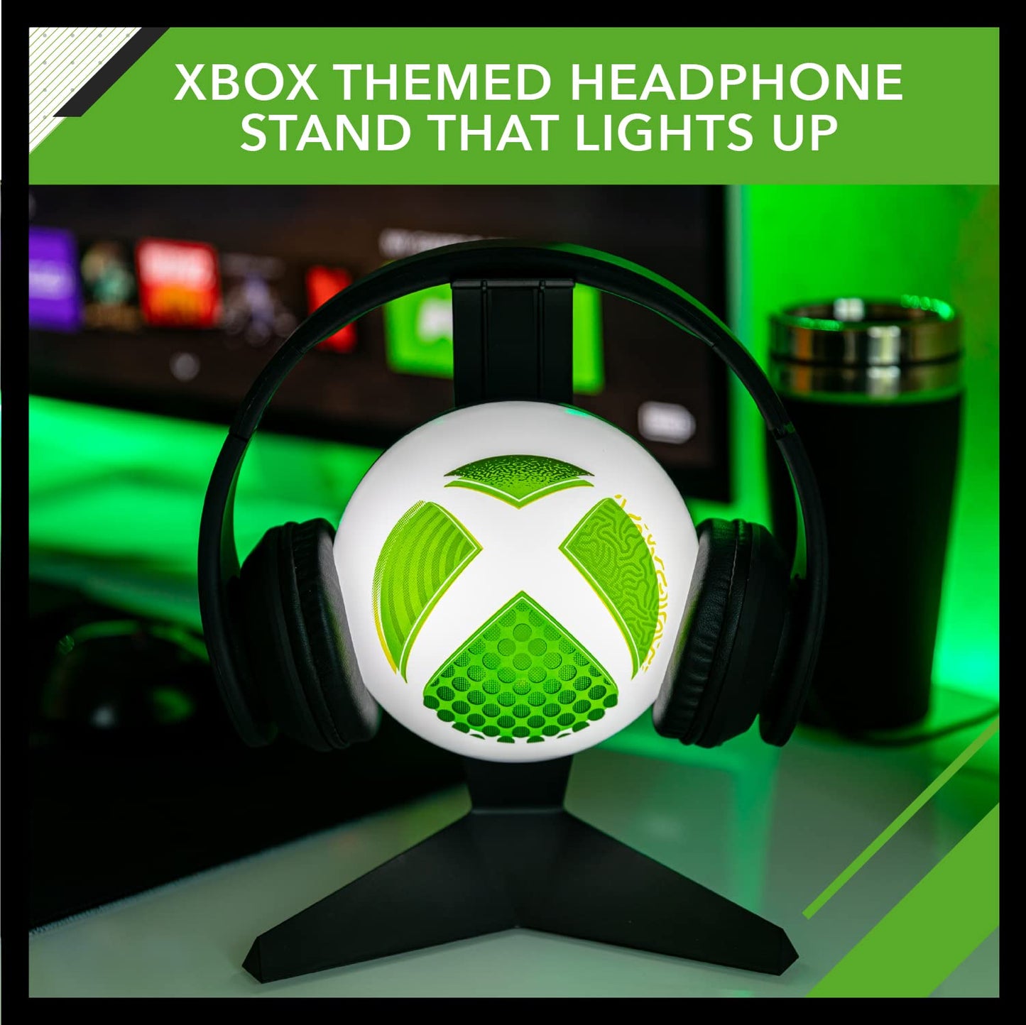 Paladone Xbox Light stand for headset, official merchandise, featuring Xbox logo and sleek design for gaming accessories.