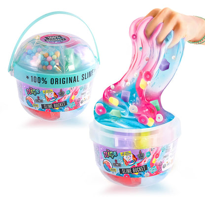 Canal Toys So Slime Mix’in Bucket with two textured slimes, charms, and decorations for kids ages 6 and up.