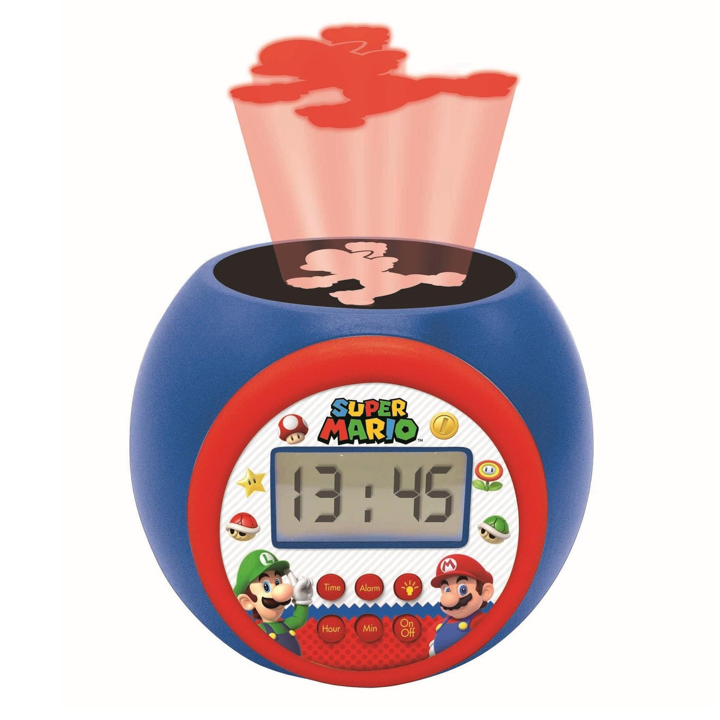 LEXIBOOK Nintendo Super Mario projector alarm clock with night light, LCD screen, snooze function, battery operated, RL977NILXB