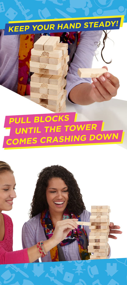 Hasbro Gaming Jenga Family Board Game, Original Wood Block Stacking Game, Quick to Learn Party Game for Kids & Adults, 1+ Players, Ages 6+, Secret Santa Gift