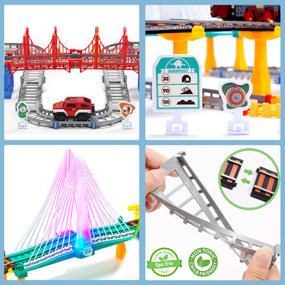 Electric Toddler Train Set Toy, Battery Powered Railway Train Track Toy Playset，Great Christ Gift for Kids Ages 3 4 5, Boys and Girls