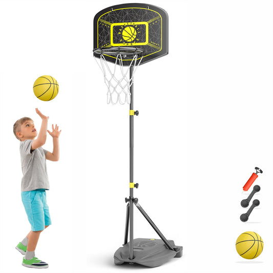 GILIKOKO Kids Basketball Hoop,Adjustable Height 3.6-6.2ft,Basketball Net Kids 3-5,4-8,Outdoor Indoor Toys Gifts for Boys or Girls at age 3 4 5 6 7 8,Steel Frame (Black)