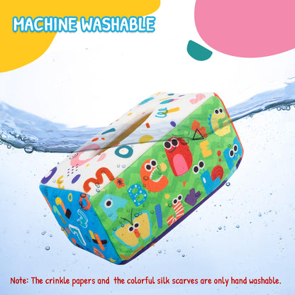 URMYWO Baby Toys 6 to 12 Months, Baby Tissue Box Toy, Sensory Toys for Babies, Toys for 1 Year Old Boy Girl, Soft Crinkle for Infant Toddlers, Stocking Stuffers, Baby Boy Girl Gifts