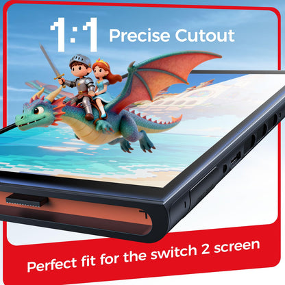 NEWDERY Nintendo Switch 2 screen protector with 9H tempered glass, full coverage, auto alignment, anti-fingerprint, bubble-free install