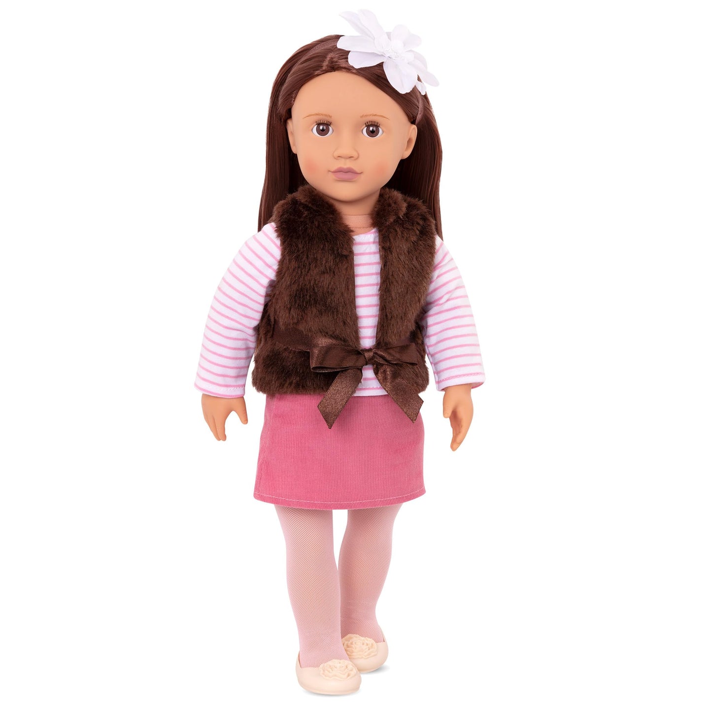 "Our Generation BD31022Z 46-cm Flower Sienna Doll with long, straight brown hair Includes Dress and Shoes, for Children aged between 3 to 10 years old, Various"