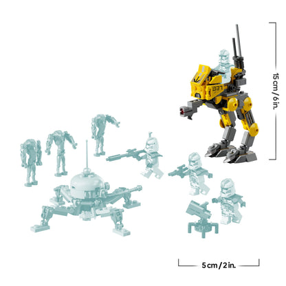 LEGO Star Wars 75431 327th Star Corps Clone Troopers Battle Pack with minifigures and AT-RT vehicle on display.