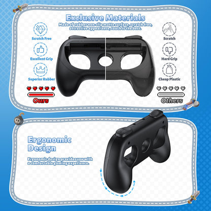 FASTSNAIL black anti-slip and wear-resistant grips for Nintendo Switch 2 Joy-Con controllers, offering enhanced comfort and control.