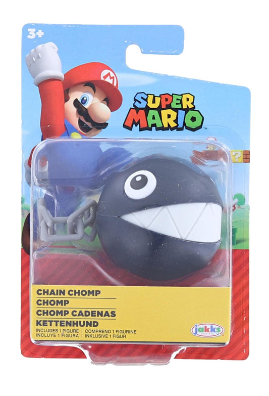 Super Mario Nintendo Chain Chomp 2.5-inch posable articulated action figure, detailed collectible toy for kids and fans