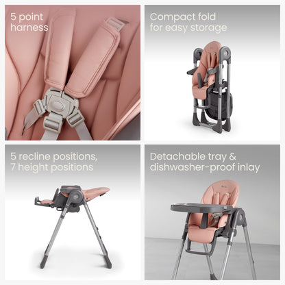 Silver Cross - Buffet Highchair with Silicone Tray - Baby Chair - Portable Highchair - Newborns to 3 Years - Pink