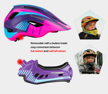 ROCKBROS Kids Full Face Bike Helmet Kids Helmet Toddler Bike Helmets Full Face Protective Safety Helmet for MTB Skateboarding Scooter Roller Skating Cycling S: 48-52 cm, M: 55-58 cm