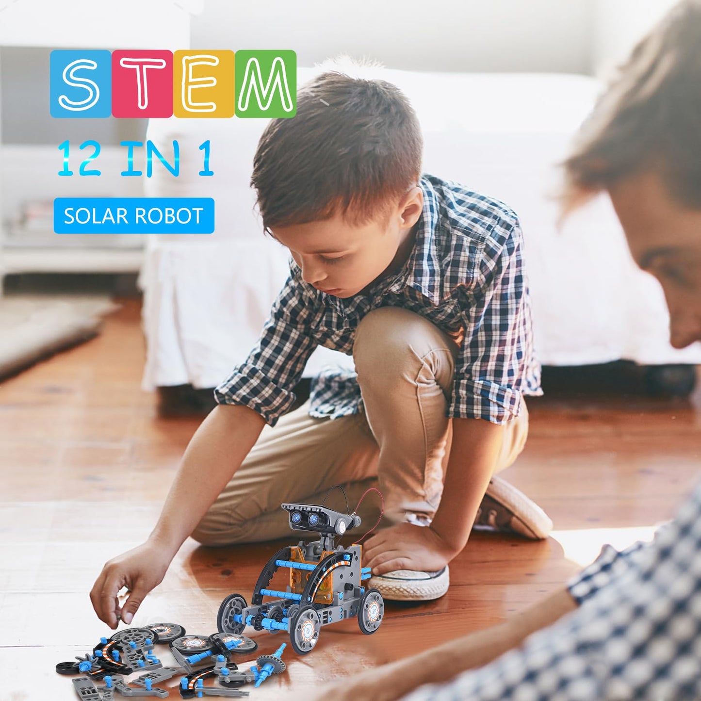 OMWay STEM 12-in-1 Solar Robot Toys, Science Kits for Kids Age 8-12,DIY Building Experiment Engineering Robotics Kit, Birthday Gifts for 9 10 11 13 14 Year Old Boys Teens, Grey