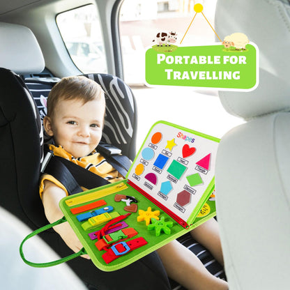 Lanjue Busy Board Sensory Toys for Babies, 6 in 1 Toddlers Toys Sensory Activity Board Preschool Educational Toys for Learning Fine Motor Skills Toddler Travel Toys for 1+ Year Old Girls Boys, Medium