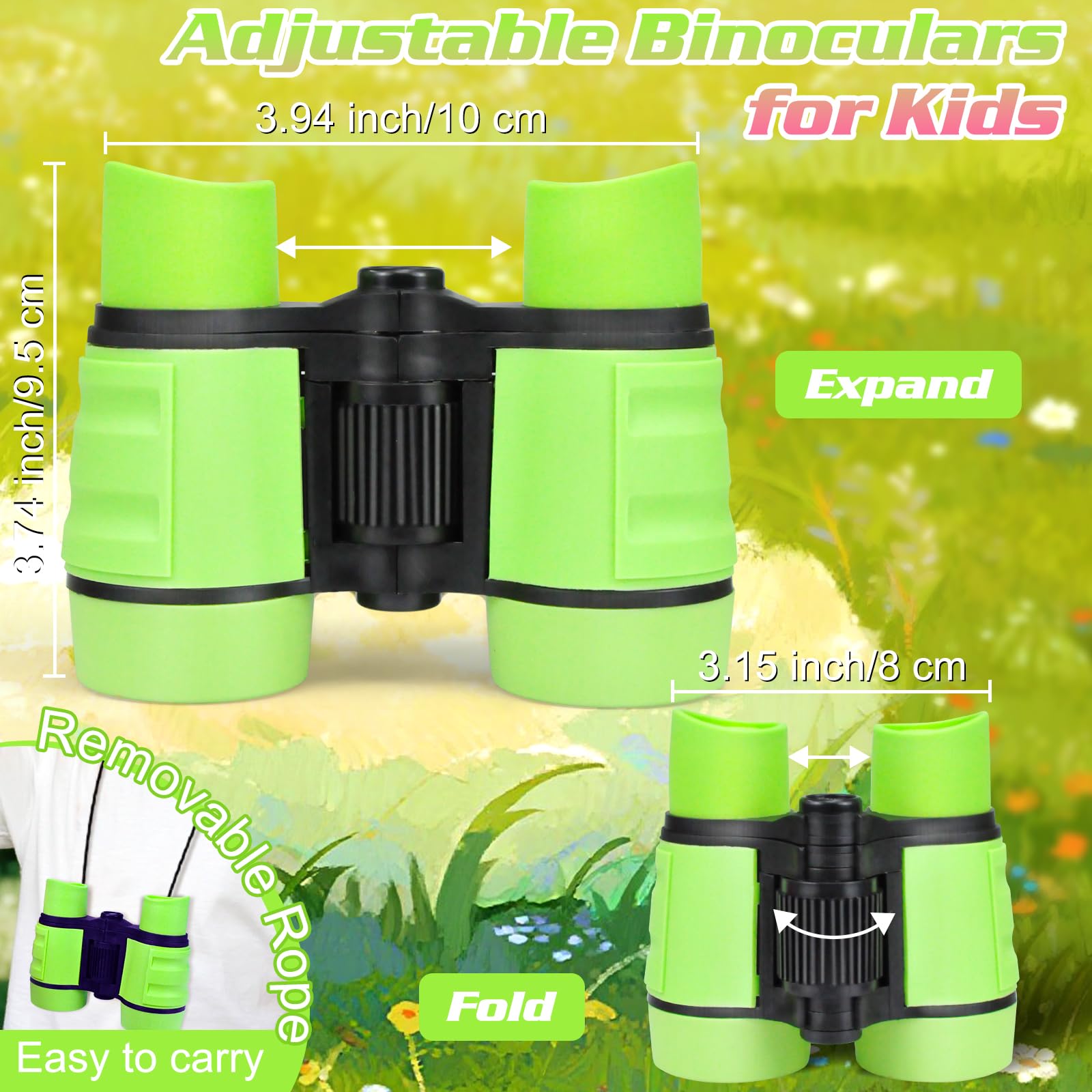 Green kids' toy binoculars by CARROUSEL with 4x30 magnification, perfect for children ages 3-8 for outdoor exploration and play.