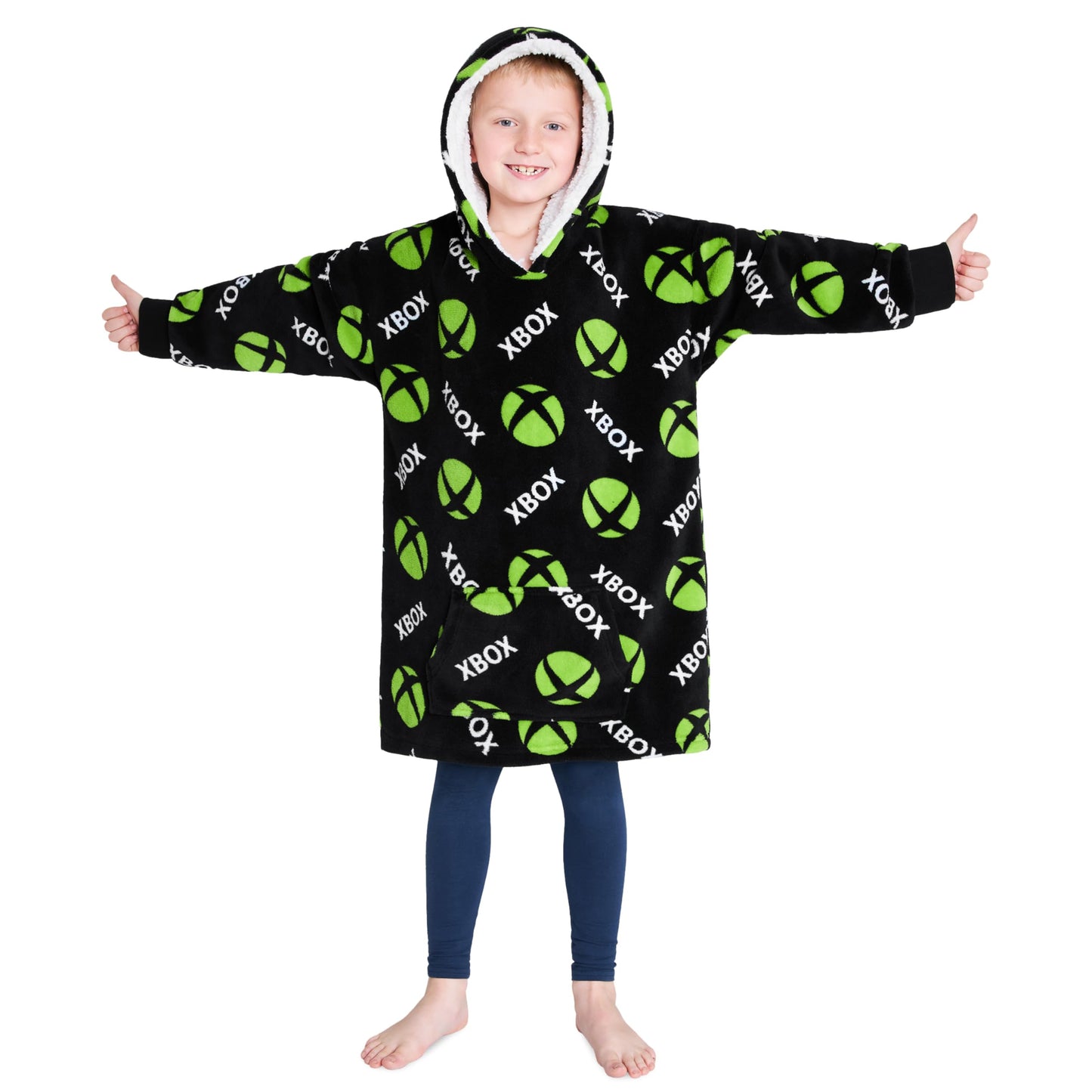 Xbox fleece blanket hoodie for boys and teens, oversized cozy hoodie blanket with gamer design, perfect for warmth and comfort.
