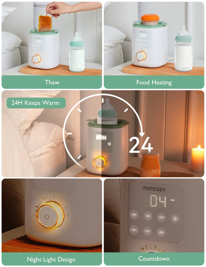 Momcozy Nutri Bottle Warmer, 9-in-1 Baby Bottle Warmer with Night Light, Accurate Temperature Control, receives nutrients in Breast Milk, for All Bottles with Breast Milk or Formula
