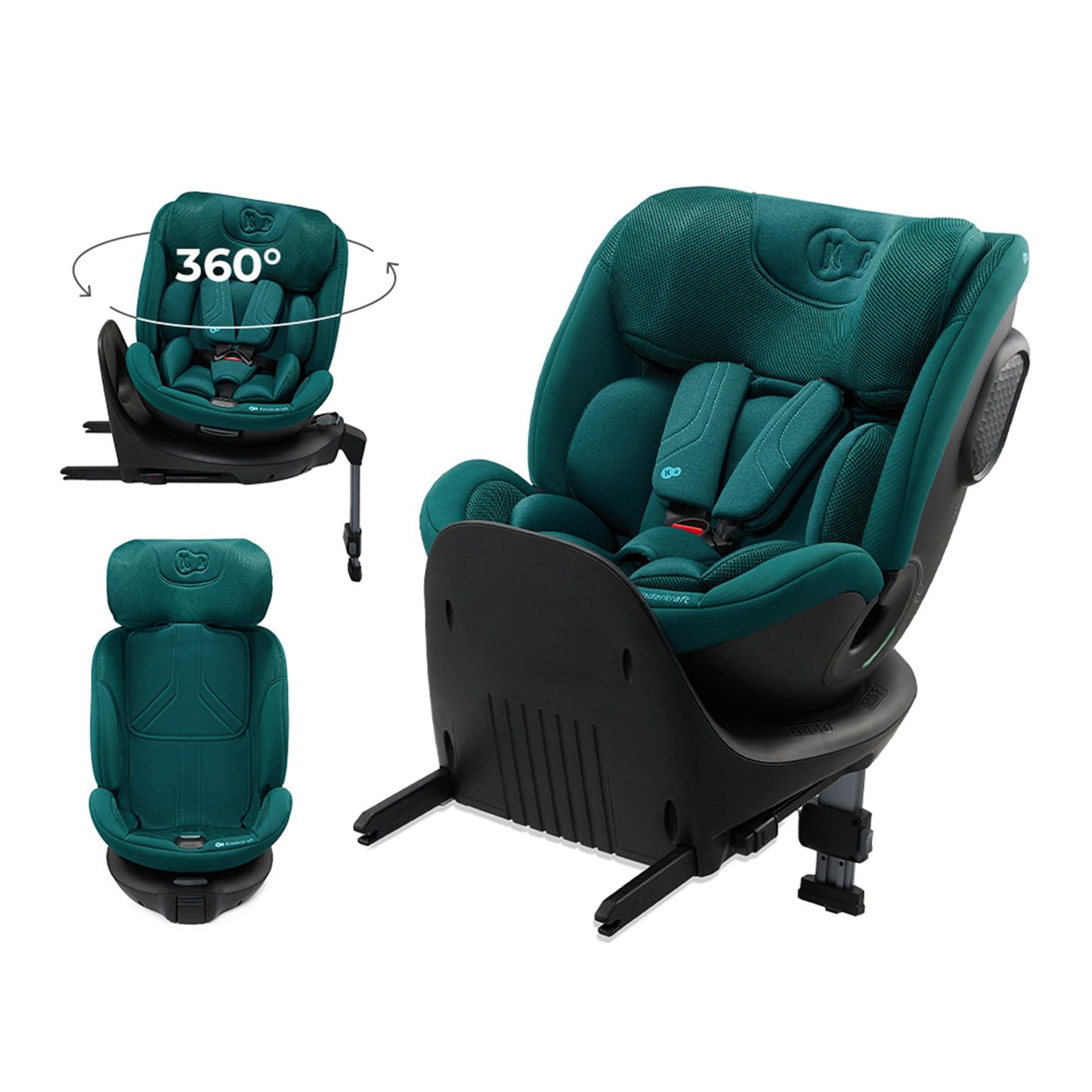 Kinderkraft XRIDER2 Infant Car Seat with Base, Isofix, I-Size 40-125 Cm, from Birh to 7 Years, Reclining, 360 Degree, Safety Systems, Travel Comfort, Green