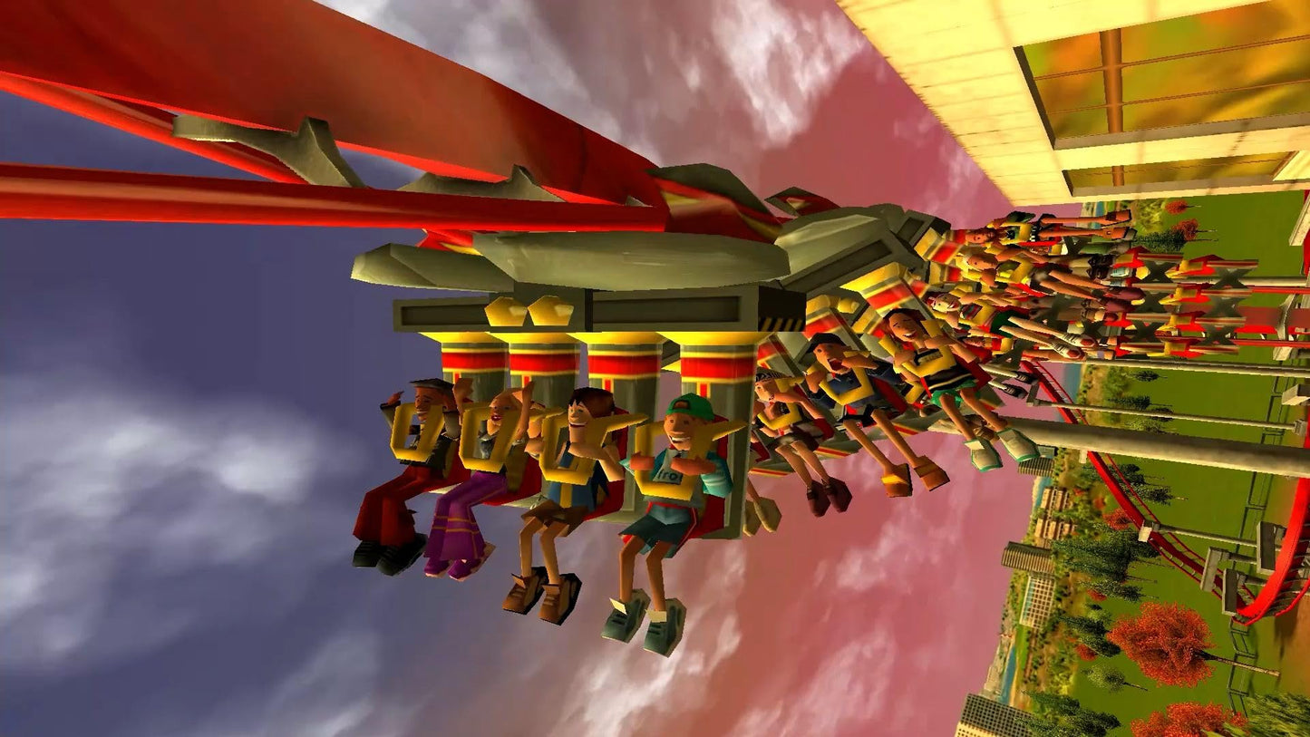 Atari RollerCoaster Tycoon 3 Complete Edition game case for PS5, featuring colorful roller coaster graphics and game title.