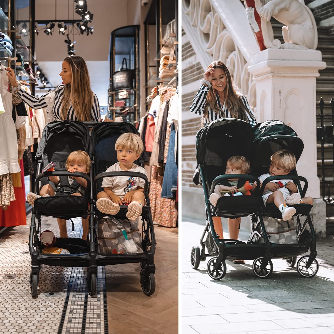 Deryan Rolo X2 pushchair in black, 2-in-1 pram and buggy for babies to 4 years, compact, foldable, with adjustable seat.