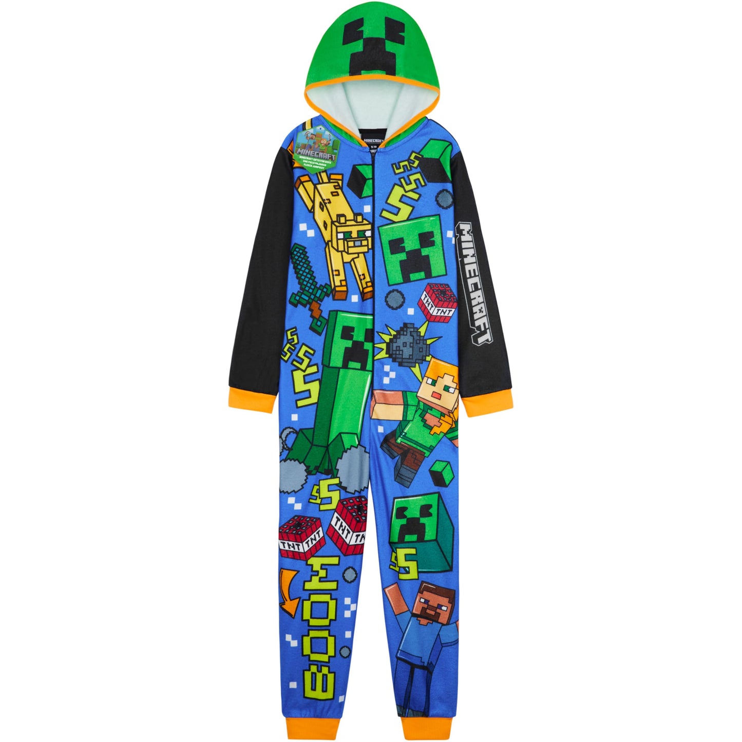 Get Trend Minecraft Onesies for Boys & Teens 7-14 Years, Hooded Fleece Loungewear, Jumpsuit Pyjamas, Gamer Gifts for Boys (9-10 Years, Multi Hooded Minecraft)