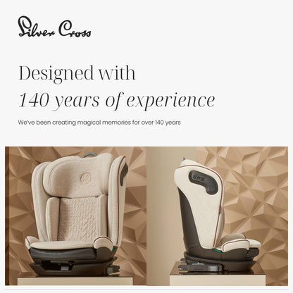 Silver Cross - Discover i-Size High Back Booster Seat - Isofix Car seat - Lightweight - Car Seats For 4 to 12 Years - Almond