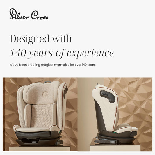 Silver Cross - Discover i-Size High Back Booster Seat - Isofix Car seat - Lightweight - Car Seats For 4 to 12 Years - Almond