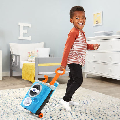 VTech Kidi Superstar Jr. karaoke machine with colorful lights and microphone for kids' singing and entertainment.