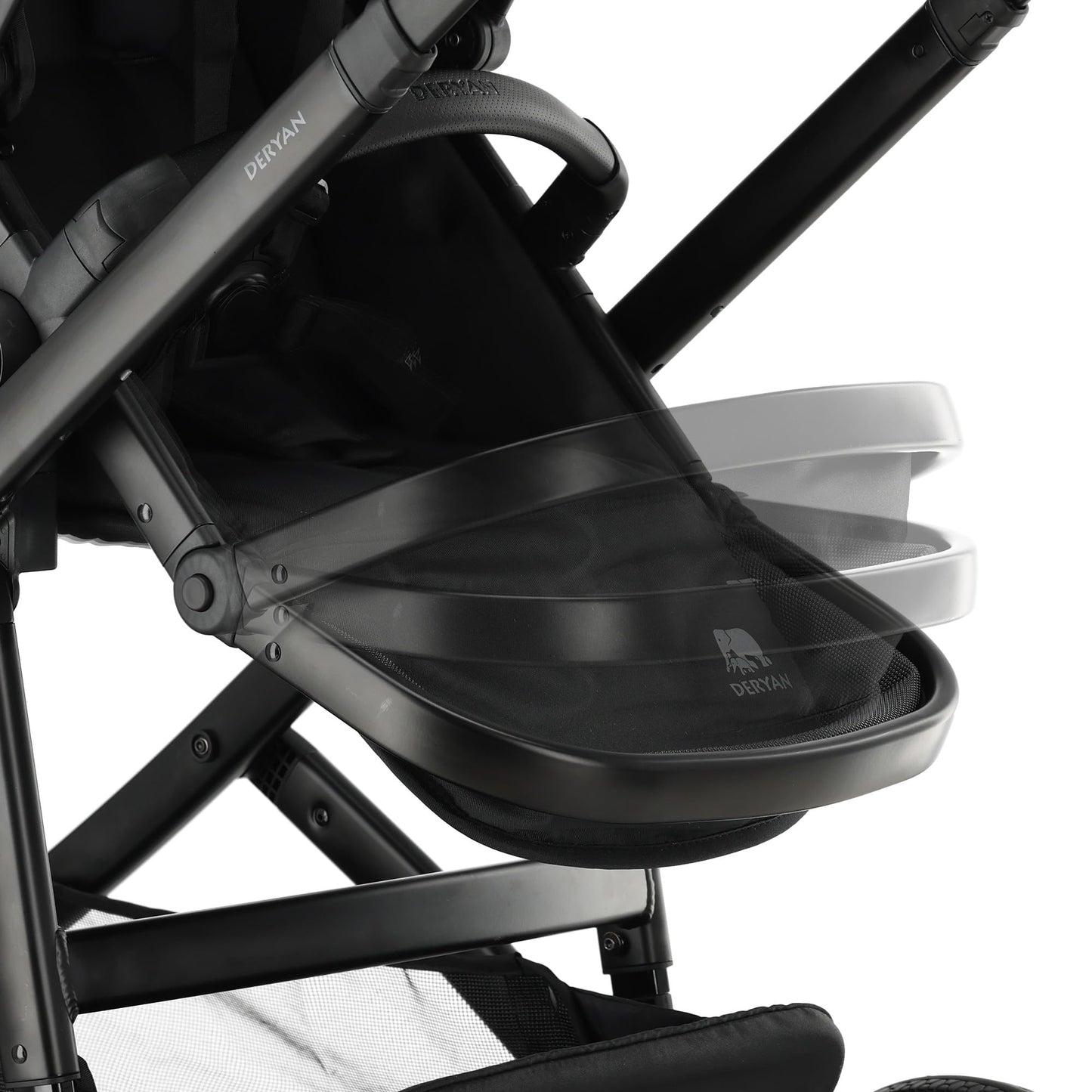 Deryan EVY V2 Pram for 2 Children, Newborn Preschool Toddlers and Toddlers of Preschool Age, Baby Pram Buggy up to 50 kg, Baby Pram, Travel Suitcase, 2-in-1 Complete Set, Black