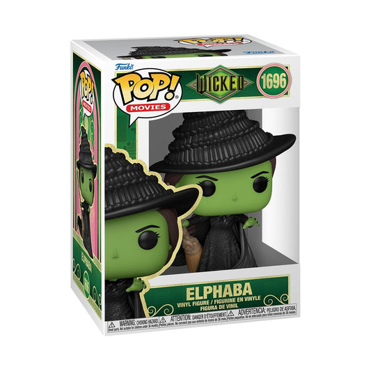 Funko Pop! vinyl figure of Elphaba from Wicked, featuring vibrant colors and detailed design for collectors and display.