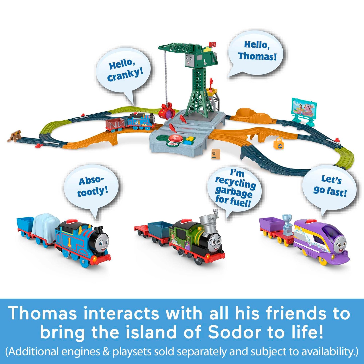 Thomas & Friends Motorized Toy Train Talking Thomas Engine with Sounds Phrases & Cargo for Kids Ages 3+ Years, UK English Version, HWH17
