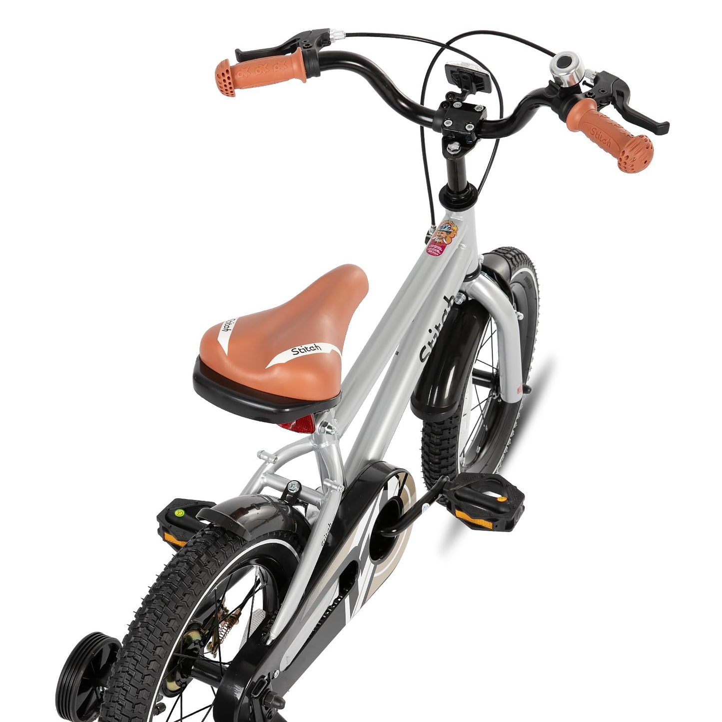 STITCH 14 Inch Kids Bike for 3-5 Ages Boys, 14" Wheels Bike for Boys With Stabilisers, Silve