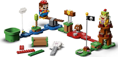 LEGO Super Mario Adventures with Mario Starter Course set featuring buildable toy game and interactive Mario figure for kids aged 6+