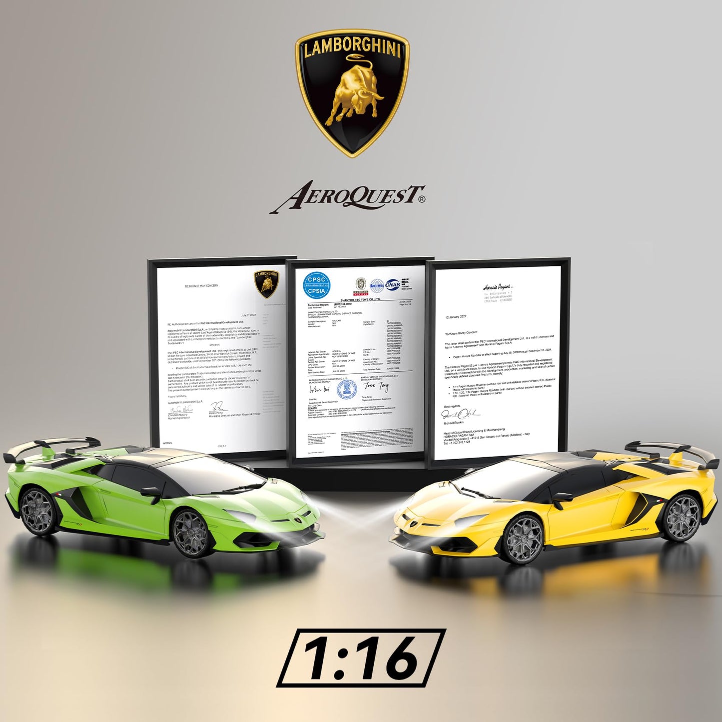 AEROQUEST 1:16 Lamborghini remote control car with detailed exterior, 2.4GHz official licensed RC toy for boys and girls.