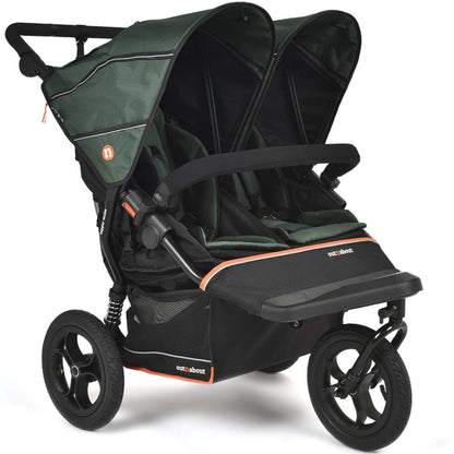 Out’n’About Nipper Double V6 Pushchair | Lightweight All-Terrain Twin Buggy with Raincover, 12” Air-Filled Wheels & Compact Fold | Side-by-Side Double Stroller for Newborn to Toddler - Sycamore Green