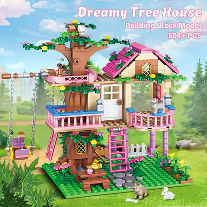 CSNRHG Dream Tree House Friends Building Set Friends Construction Educational Toy 504 Pieces Gifts for Girls Teens Kids Adults Ages 6+
