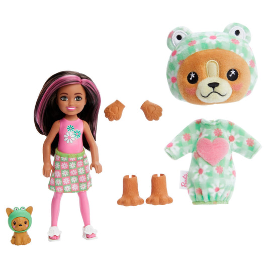 Barbie Cutie Reveal Chelsea Doll & Accessories, Animal Plush Costume & 6 Surprises Including Color Change, Puppy as Frog, HRK29