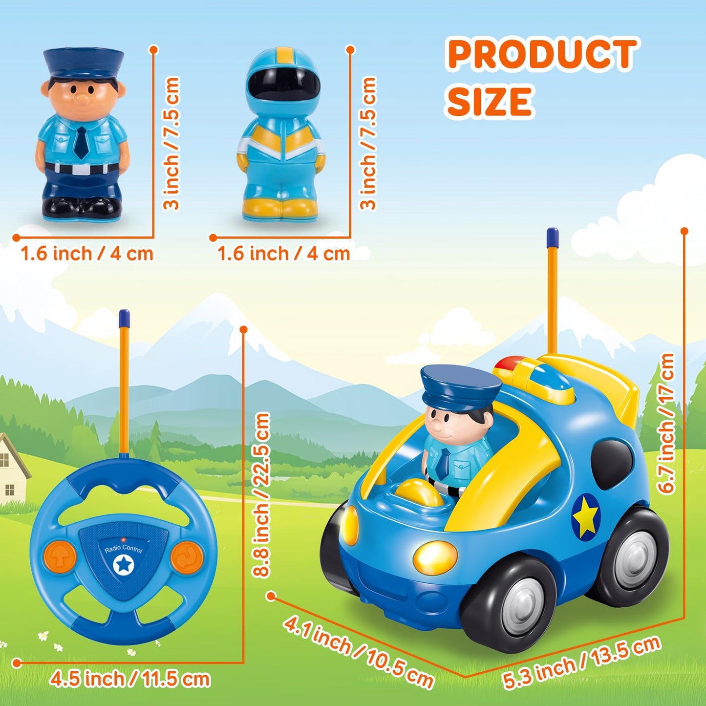 Pup Go First Police Remote Control Car for Toddler 18 Months+, Ideal for Girls, 2 Interchangeable Dolls with Siren & Lights, Baby RC Police Racing Toy (Sapphire Blue)