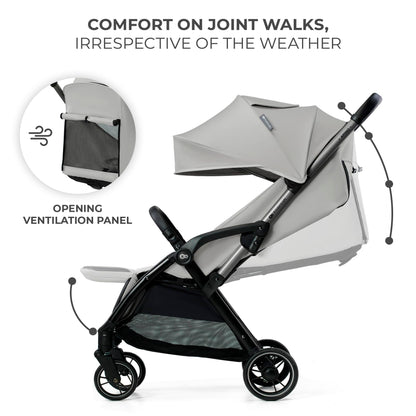 Kinderkraft APINO Pushchair, Reclining Buggy, Sports Pushchair, Lightweight, Gray