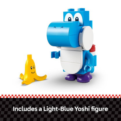 LEGO Super Mario Yoshi Bike Set with Mario figure, building toy for kids 7+, featuring colorful Yoshi bike and characters for creative play.