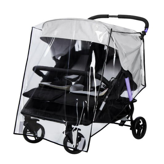 Bemece Twins Stroller Rain Cover Side by Side, Universal Double Stroller Rain Cover for Twins Pushchair Pram Buggy, Rainproof Dustproof Windproof for Outdoor Baby Protection