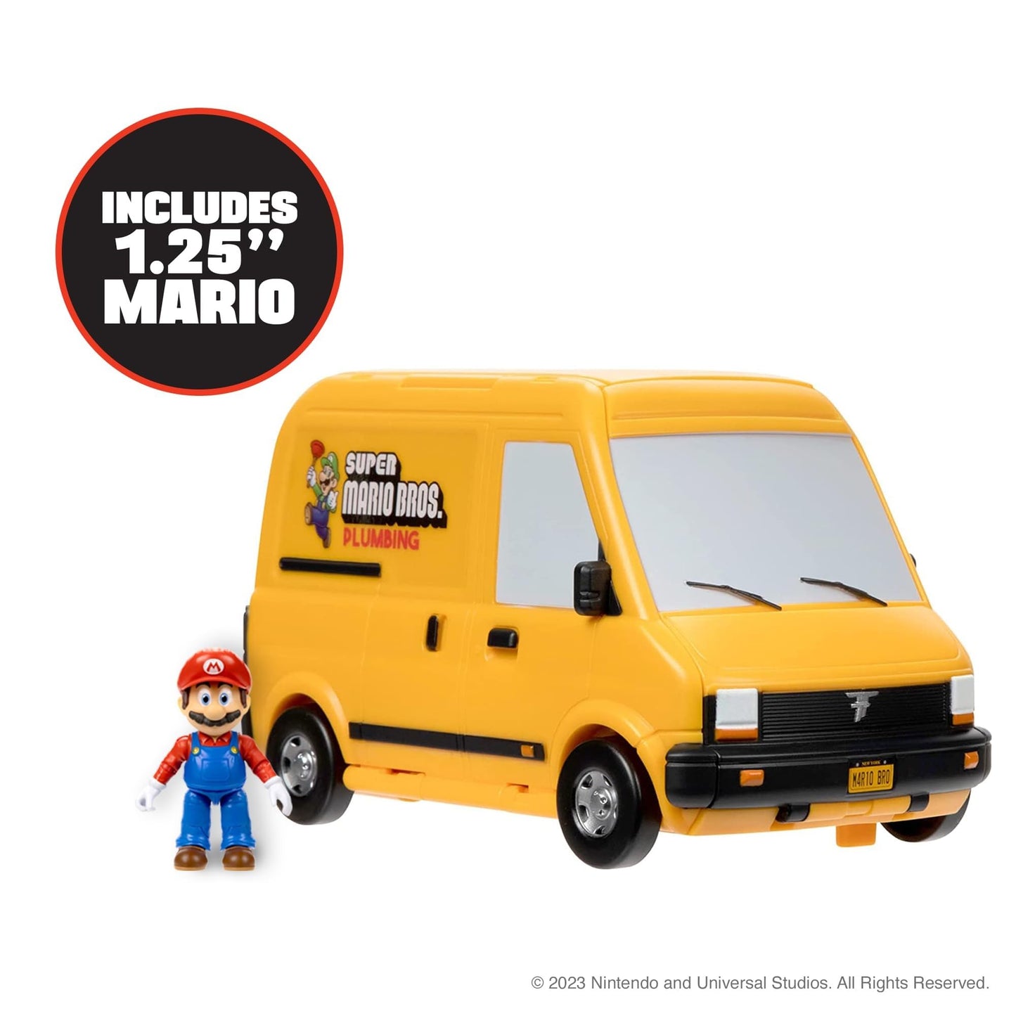 Super Mario Bros Movie Van Playset by Jakks Pacific with Mario figure, warp pipe, and movie scene accessories for kids ages 3+.
