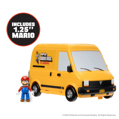 Super Mario Bros Movie Van Playset by Jakks Pacific with Mario figure, warp pipe, and movie scene accessories for kids ages 3+.