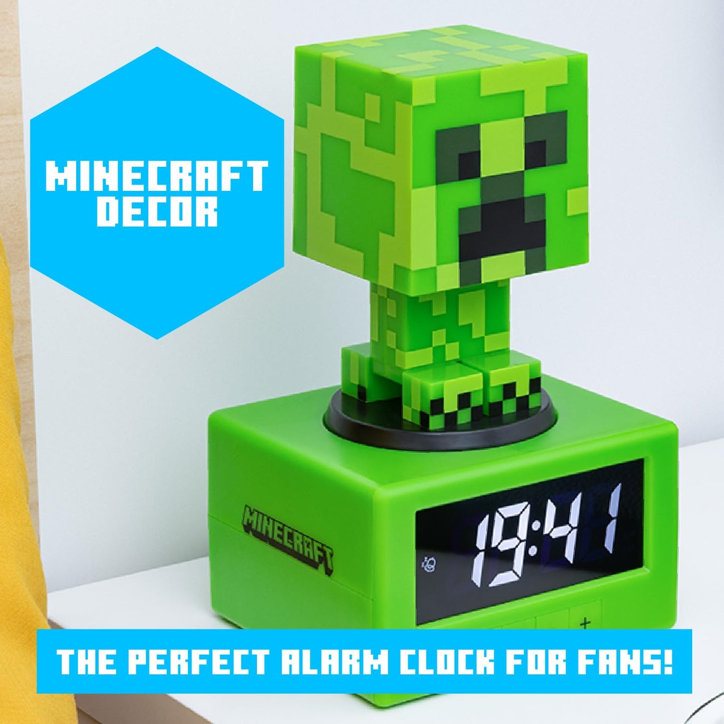 Paladone Minecraft Creeper Alarm Clock - Officially Licensed, In-Game Music & Night Light for Kids & Tweens, Gaming Room Accessory