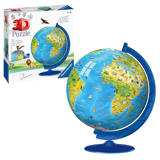 Ravensburger Children's World Globe 3D Jigsaw Puzzle for Kids age 6 Years Up - 180 Pieces - No Glue Required - Educational Gifts for Children