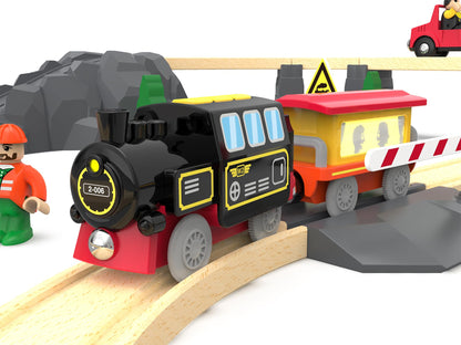 Motorized Train for Wooden Track, Remote Control Train with Magnetic Connection, Battery Operated Locomotive Train for Toddlers, Compatible with Thomas, Brio, Chuggington