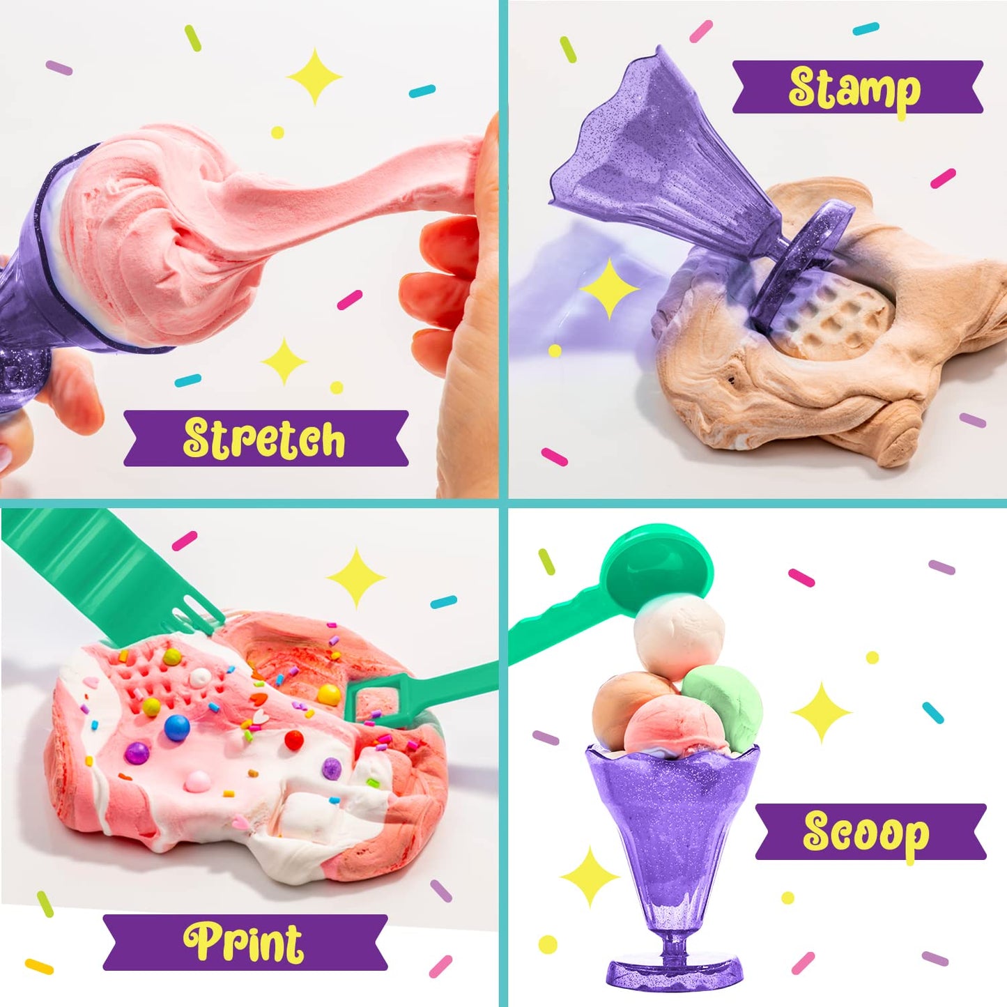 Original Stationery Ice Cream Slime Playshop kit with colorful slime, waffle molds, and fun ice cream toy components for kids.