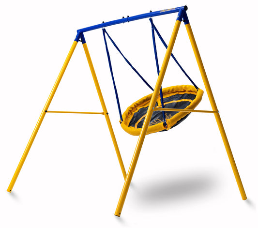 Zero Gravity Kids Swing Set With Sturdy Metal Frame. Garden Fun For Up To 2 Children (UFO Bird Nest)