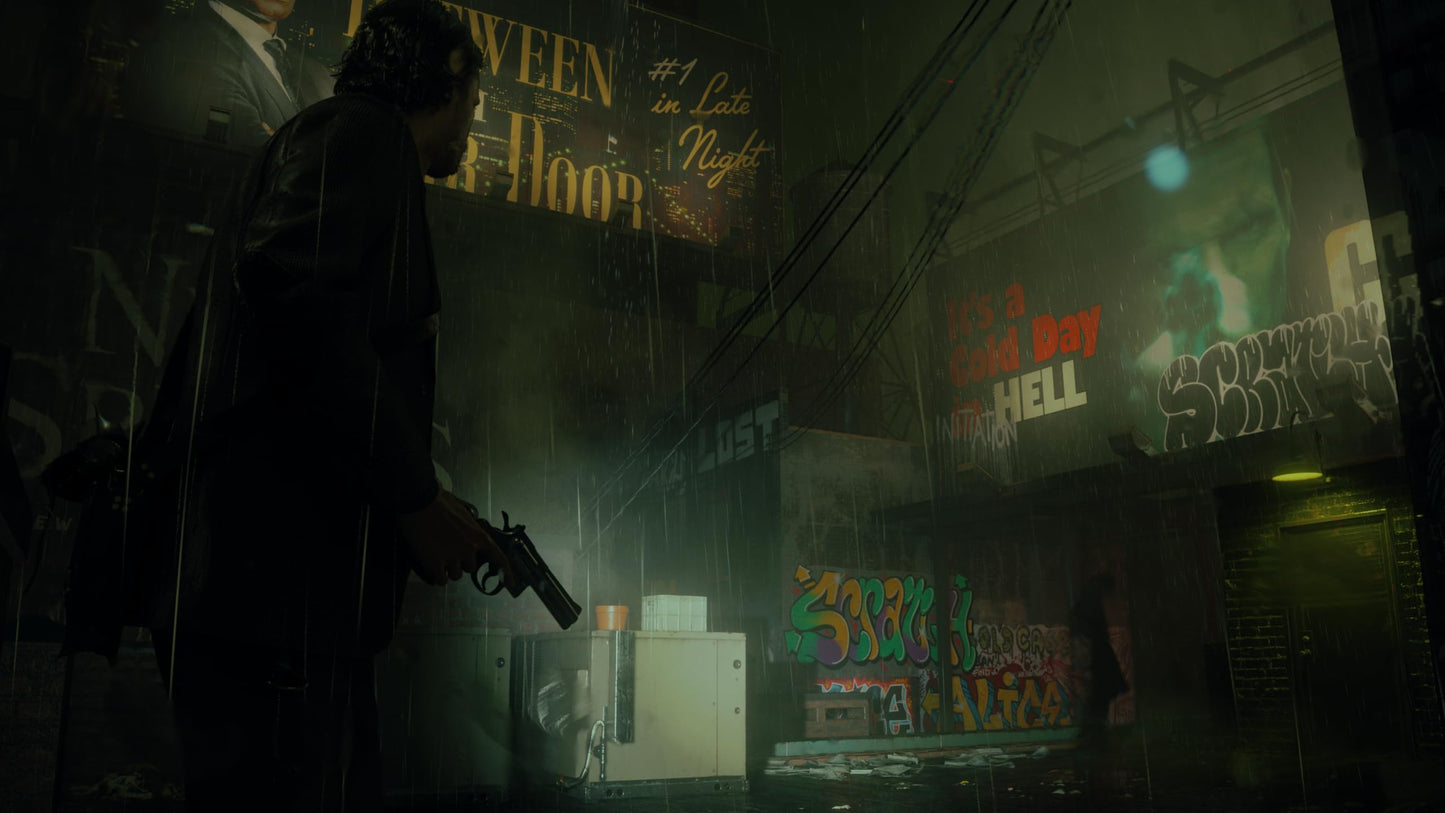 Alan Wake 2 Deluxe Edition game box for PS5 by Epic Games, featuring artwork of the horror-themed game cover.