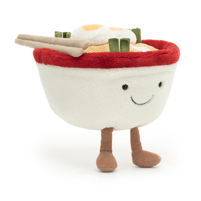 Jellycat Amuseables Ramen stuffed toy, 6.5 inches, featuring a cheerful face and soft plush texture.